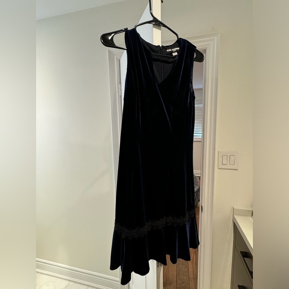 Karl Lagerfeld Navy Blue Velvet Dress - Picture 3 of 6